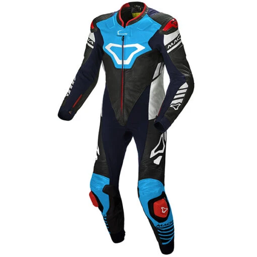 Macna Tracktix One Piece Leather Suit - Black / Dark Blue / Light Blue 2 Macna Tracktix One Piece Leather Suit - Black / Dark Blue / Light Blue -Macna macna suit leather tracktix 1pc black dark blue light blue